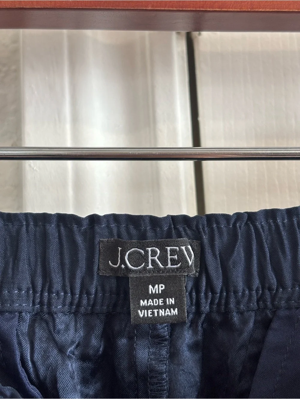 J.Crew High Rise Stratus Wide Leg Pant in Textured Satin Navy Blue Size MP